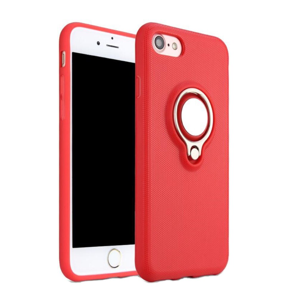 Husa EuroCELL din silicon, cu magnet si inel suport pentru iPhone 7/8, rosu