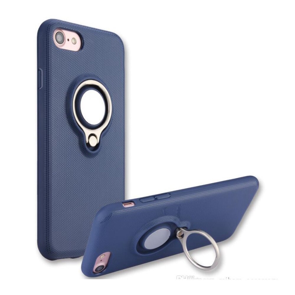 Husa EuroCELL din silicon, cu magnet si inel suport pentru iPhone 7/8, albastru