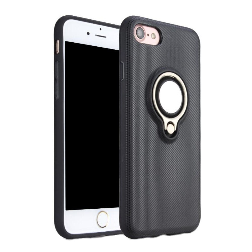 Husa EuroCELL din silicon, cu magnet si inel suport pentru iPhone 6/6s, negru