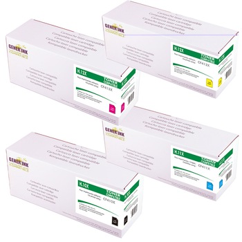 Set tonere GENERINK Negru/Cyan/Magenta/Galben, 1x 6500 + 3x 5500 pag, compatibil CF410X/CF411X/CF412X/CF413X Set tonere GENERINK Negru/Cyan/Magenta/Galben, 1x 6500 + 3x 5500 pag, compatibil CF410X/CF411X/CF412X/CF413X