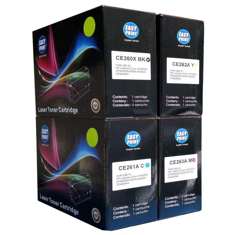 Set tonere EASY PRINT Negru/Cyan/Magenta/Galben, 1x 17000 + 3x 11000 pag, compatibil CE260X/CE261A/CE262A/CE263A