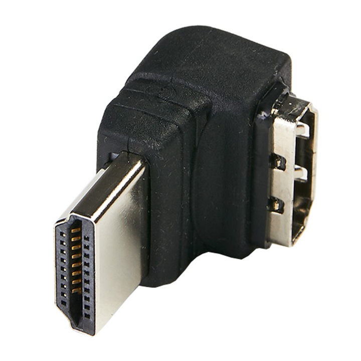 Adaptor Serioux, HDMI mama - HDMI tata inclinat la 90 grade, negru