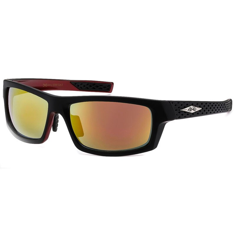 Ochelari de soare negru pentru barbati, Lentila Oglinda Galben/Rosu, Xloop