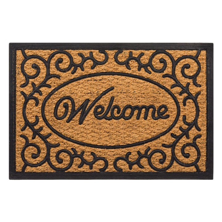 Bejárati csúszásgátló szőnyeg, ETK, Welcome, korlátmodell, kávé, 60x40 cm