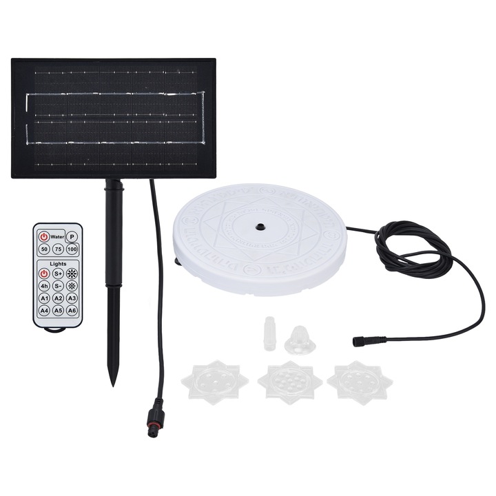 Set lampa solara pentru fantana Bizaical, LED RGB, impermeabila, 3W