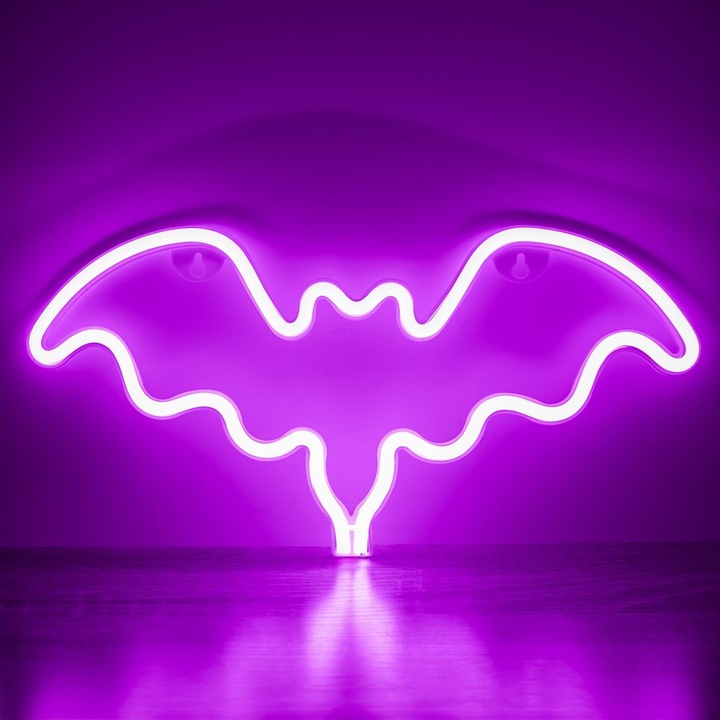 Lampa LED Liliac Neon Mov cu USB 35x1.2x16.5cm