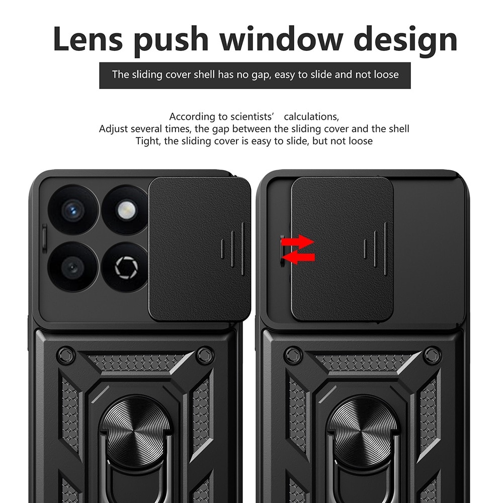 Husa pentru Poco X7 Pro Ring Armor Kickstand Tough Rugged Cover cu protectie camera Negru