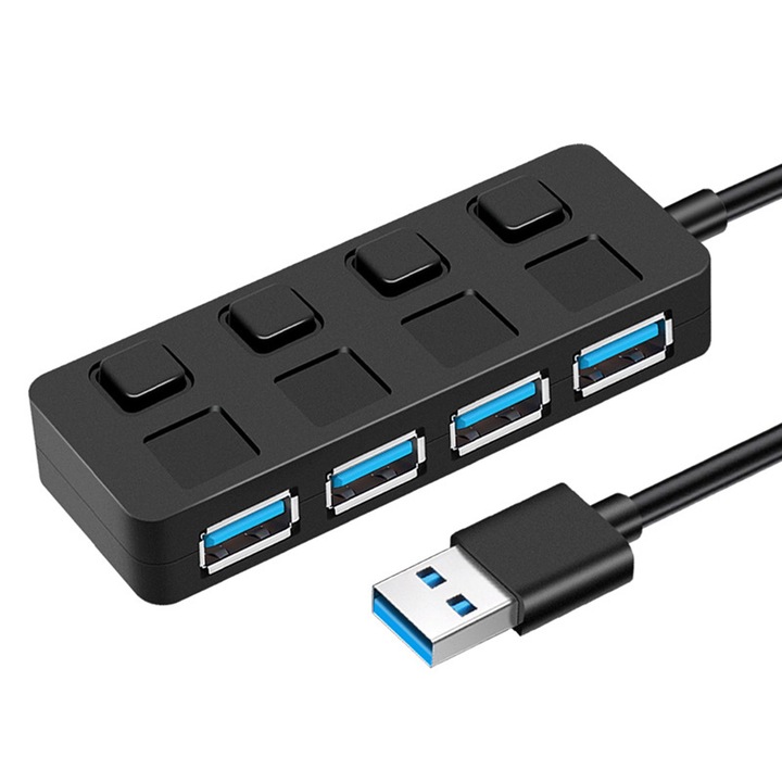 USB 3.2x1 hub, USB adapter, USB elosztó, több USB 3 hub kiterjesztés, sundiguer, fekete