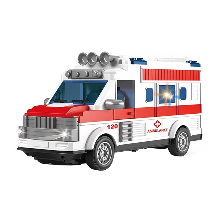 Ambulanta de jucarie, Cu telecomanda, 22 x 10 x 7, 5cm, Alb