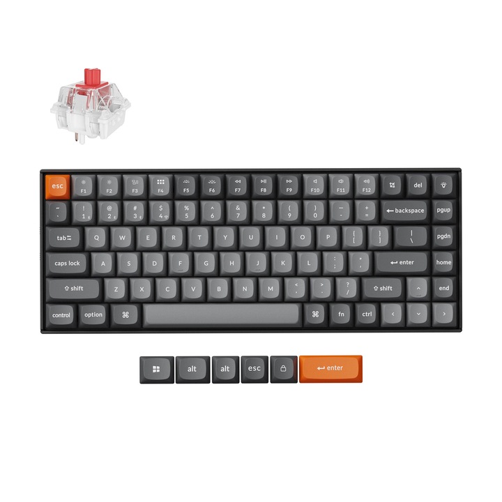Безжична механична клавиатура Keychron K2 Max QMK, 2.4GHz, Bluetooth 5.1, USB-C, бял LED, Switch Super Red K2M-A1