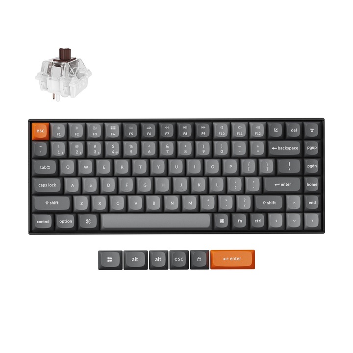 Безжична механична клавиатура Keychron K2 Max QMK, 2.4GHz, Bluetooth 5.1, USB-C, бял LED, Switch Super Brown K2M-A3