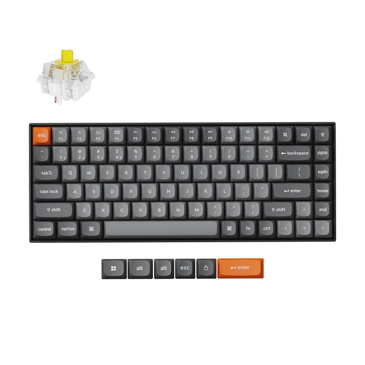 Безжична механична клавиатура Keychron K2 Max QMK, 2.4GHz, Bluetooth 5.1, USB-C, бял LED, Super Banana Switch K2M-A4