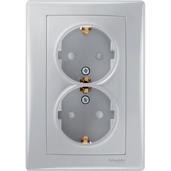 Priza dubla Schneider Sedna, Aluminiu Priza dubla Schneider Sedna, Aluminiu