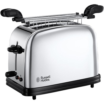 Prajitor de paine Russell Hobbs Chester 23310-57, 1200 W, 4 felii, Accesoriu pentru sandviciuri, Inox/Negru Prajitor de paine Russell Hobbs Chester 23310-57, 1200 W, 4 felii, Accesoriu pentru sandviciuri, Inox/Negru
