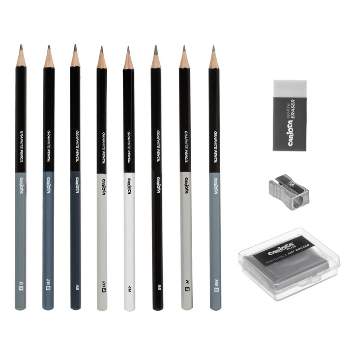 Carioca Sketch Set - 11 részes, 8 ceruza, radír, hegyező, 15,5x26 cm