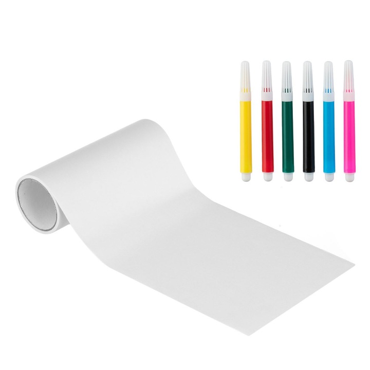 Set Pictura cu Hartie Alba Rola Adeziva & 6 Carioci Mini - 2m
