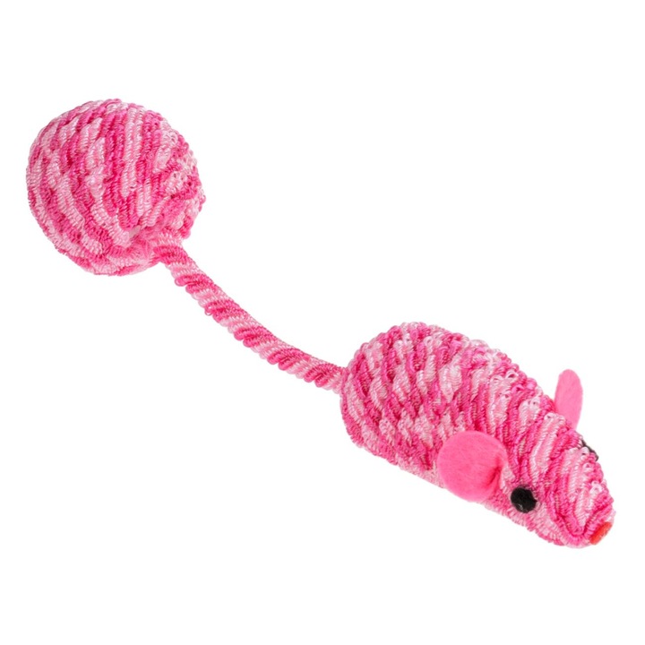 Macskajáték, egér labdával, többszínű, 20 cm