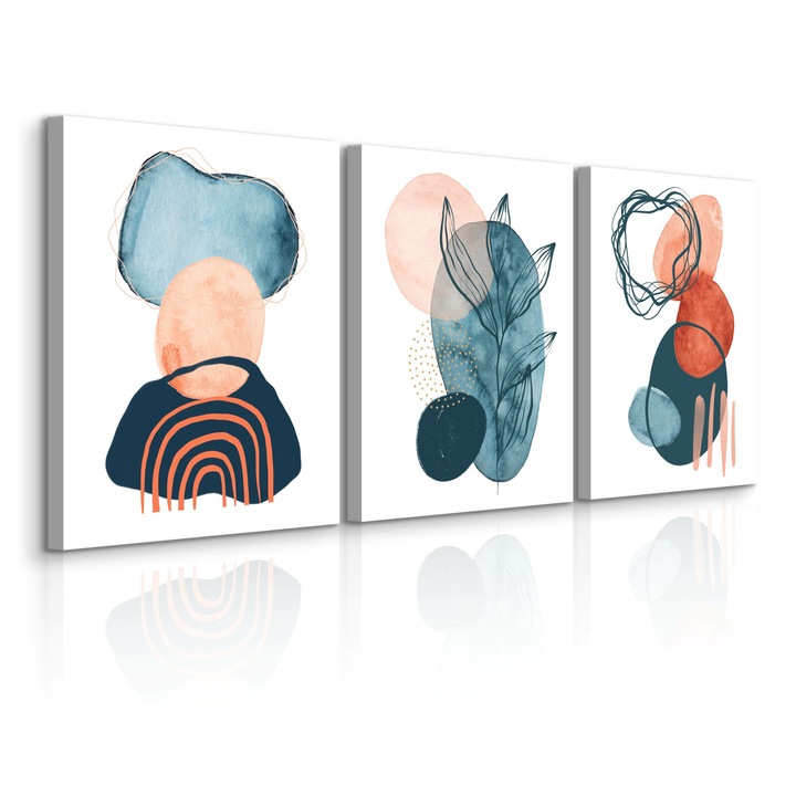 Комплект от 3 картини за стена Декорация за всекидневна Акварелно платно Модели в пастелни цветове 3D растителност 90 cm x 40 cm -3 X 30 cm -40 cm