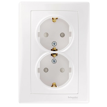 Priza dubla incastrata Schneider Sedna SDN3090421, impamantare laterala, 16A 250V, Alb Priza dubla incastrata Schneider Sedna SDN3090421, impamantare laterala, 16A 250V, Alb