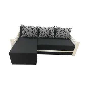 Coltar extensibil Eco, MobAmbient, Negru, material textil si imitatie de piele, extensie 140 cm din plasa de arcuri tip relaxa, 1 lada de depozitare, 3 perne mari incluse, 220 x 140 cm Coltar extensibil Eco, MobAmbient, Negru, material textil si imitatie de piele, extensie 140 cm din plasa de arcuri tip relaxa, 1 lada de depozitare, 3 perne mari incluse, 220 x 140 cm