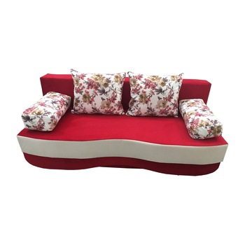 Canapea extensibila Roxy, MobAmbient, Rosu cu Alb, stofa, extensie din plasa de arcuri tip relaxa, cu lada de depozitare, 2 perne si 2 cotiere cu imprimeu incluse, 200 x 160 cm Canapea extensibila Roxy, MobAmbient, Rosu cu Alb, stofa, extensie din plasa de arcuri tip relaxa, cu lada de depozitare, 2 perne si 2 cotiere cu imprimeu incluse, 200 x 160 cm