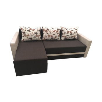 Coltar extensibil Eco, MobAmbient, Maro, material textil si imitatie de piele, extensie 140 cm din plasa de arcuri tip relaxa, 1 lada de depozitare, 3 perne mari incluse, 220 x 140 cm Coltar extensibil Eco, MobAmbient, Maro, material textil si imitatie de piele, extensie 140 cm din plasa de arcuri tip relaxa, 1 lada de depozitare, 3 perne mari incluse, 220 x 140 cm