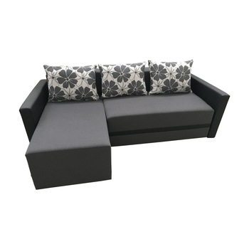 Coltar extensibil Eco, MobAmbient, Gri, material textil si imitatie de piele, extensie 140 cm din plasa de arcuri tip relaxa, 1 lada de depozitare, 3 perne mari incluse, 220 x 140 cm Coltar extensibil Eco, MobAmbient, Gri, material textil si imitatie de piele, extensie 140 cm din plasa de arcuri tip relaxa, 1 lada de depozitare, 3 perne mari incluse, 220 x 140 cm