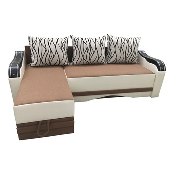 Coltar extensibil Mini Ornament, MobAmbient, Maro, material textil si imitatie de piele, extensie 140 cm din plasa de arcuri tip relaxa, 2 lazi de depozitare, 3 perne mari incluse, 230 x 150 cm Coltar extensibil Mini Ornament, MobAmbient, Maro, material textil si imitatie de piele, extensie 140 cm din plasa de arcuri tip relaxa, 2 lazi de depozitare, 3 perne mari incluse, 230 x 150 cm