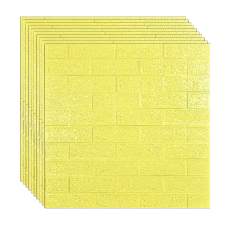 Комплект от 10 х 3D NEXTLY самозалепващи тапети, за стена или таван, водоустойчиви, регулируеми, здраво залепващи, лесни за монтаж, покривна площ 5,3 кв.м, 70х77 см, модерен дизайн, жълт, код 50