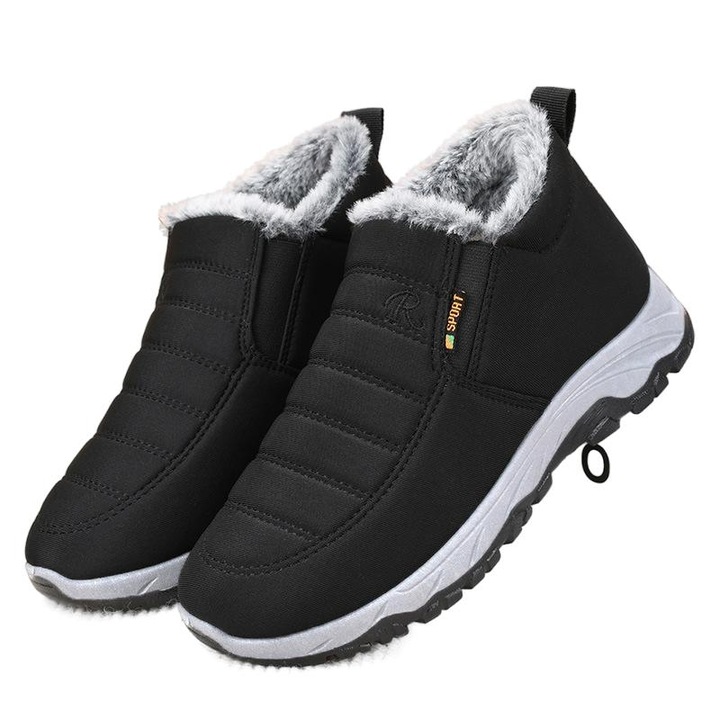 Cozevdnt téli cipő, unisex, műbőr, meleg, csúszásmentes, fekete
