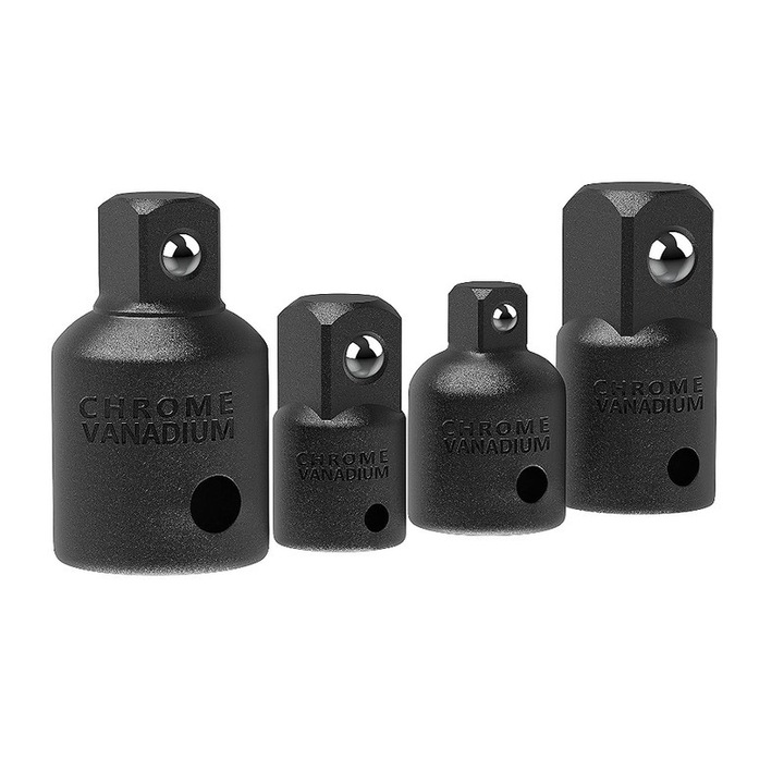 Set 4 piese adaptoare si reductoare Yakumuz, otel crom vanadiu, 1/2" la 3/8", 3/8" la 1/4", 3/8" la 1/2"