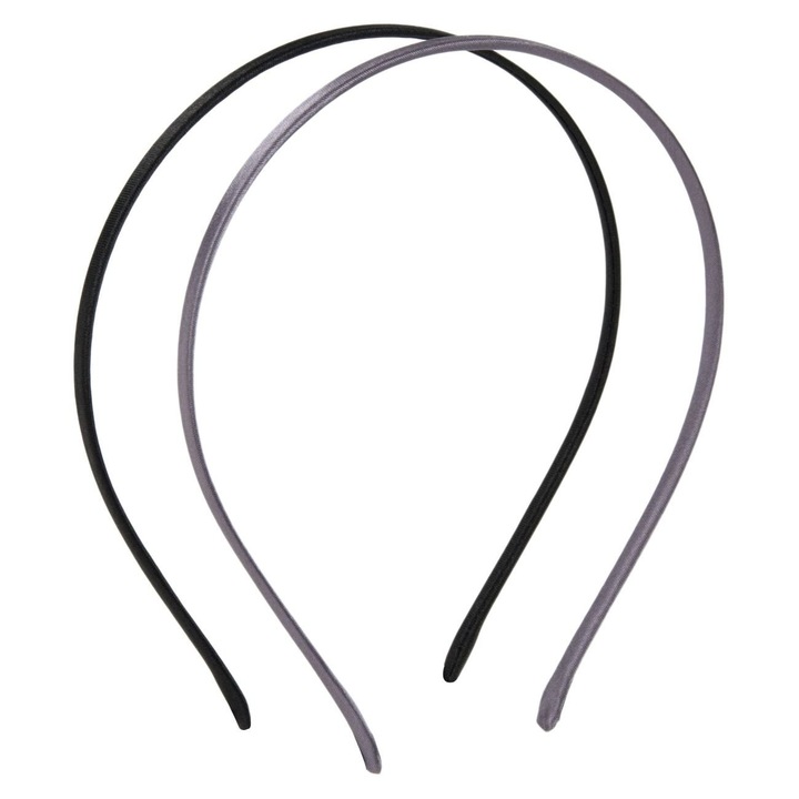 Set Bentite de Par, 2 Bucati, Satinate, Latime 0.5 cm, Negru si Gri