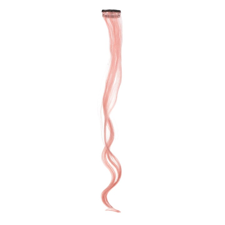 Gyermek hajcsat, hullámos rózsaszín szőke, 38 cm, fekete/rózsaszín