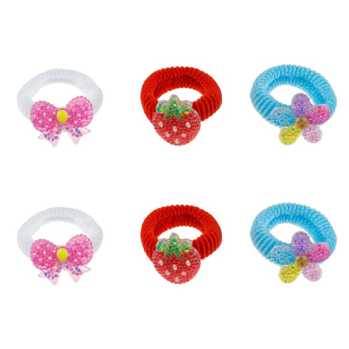 Elastice Par de Vara Frotte Alb Bleu Rosu Diferite Modele pentru Copii - 6buc