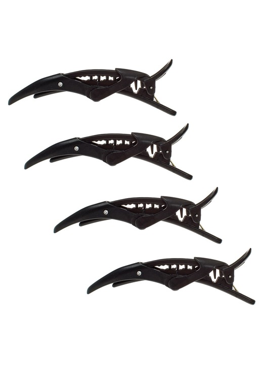 Clame Par Coafor, Model Cleste Dublu, Set 4 bucati, Culoare Negru, Lungime 12cm, Material Plastic