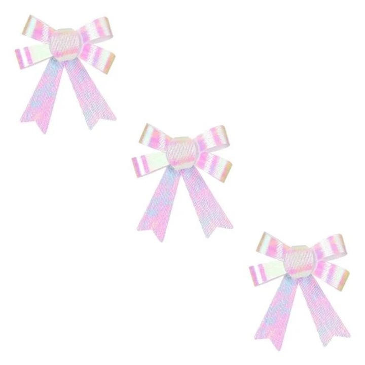 Dekoratív Nyland® fehér irizáló karácsonyi masni 14cm - 3db