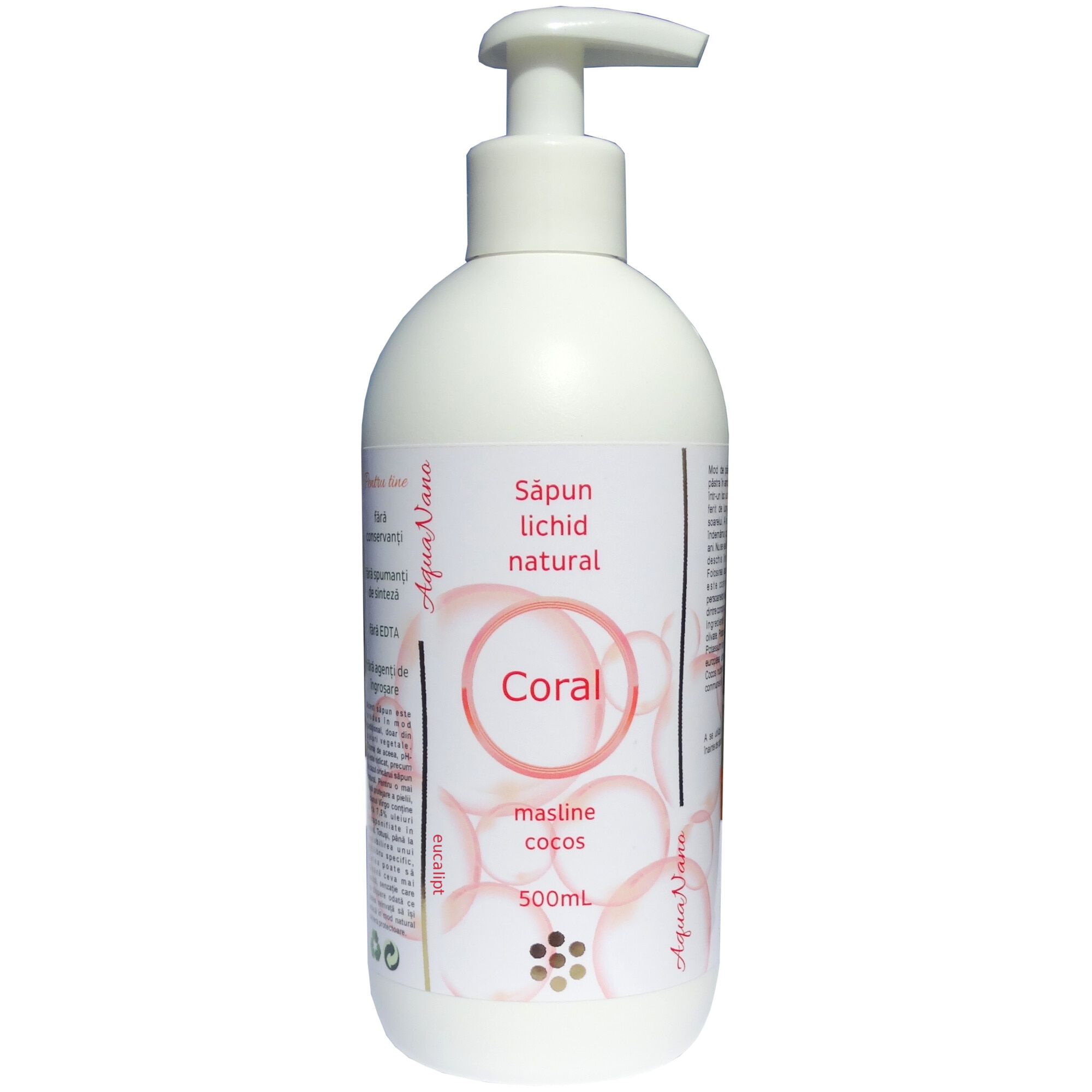 Sapun lichid natural, AquaNano Coral, cu ulei esential de eucalipt, 200ml