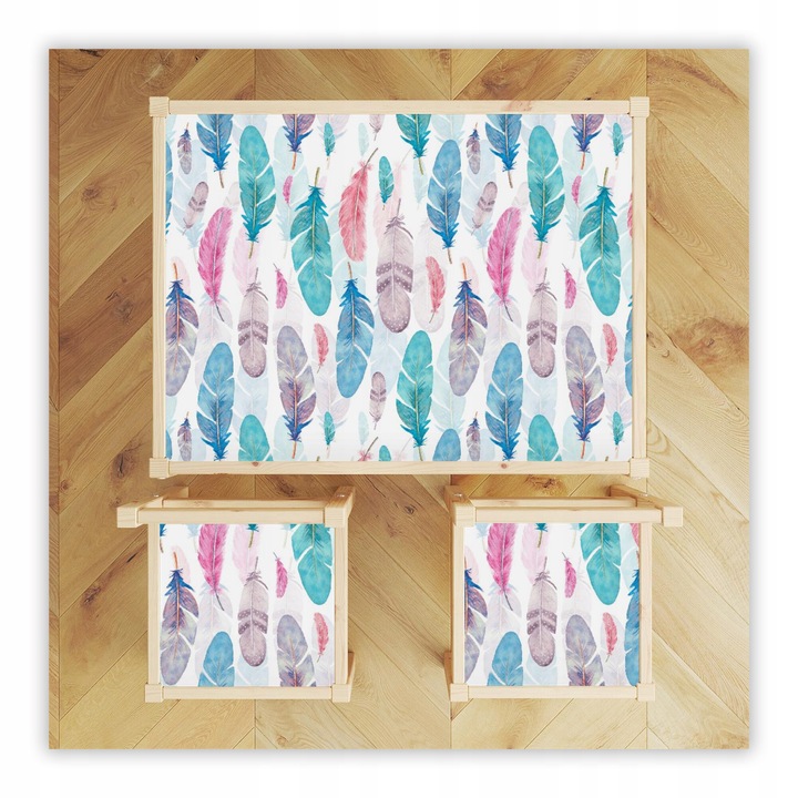 Set autocolante pentru masa LATT, Wallvy, 3 bucati, abstract, 59.5x44.3cm, 24x24cm