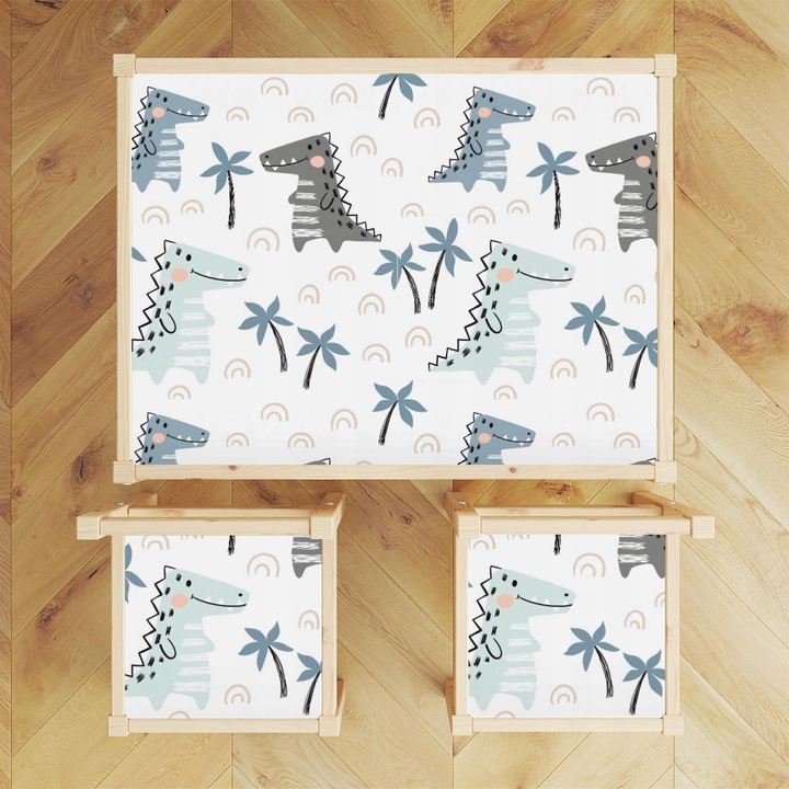 Set autocolante pentru masa LATT, Wallvy, 3 bucati, PVC, abstract, 59.5x44.3cm, 24x24cm