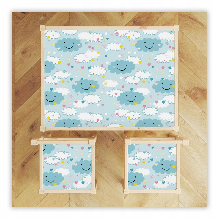 Set autocolante pentru masa LATT, Wallvy, 3 bucati, abstract, multicolor, 59.5x44.3cm, 24x24cm