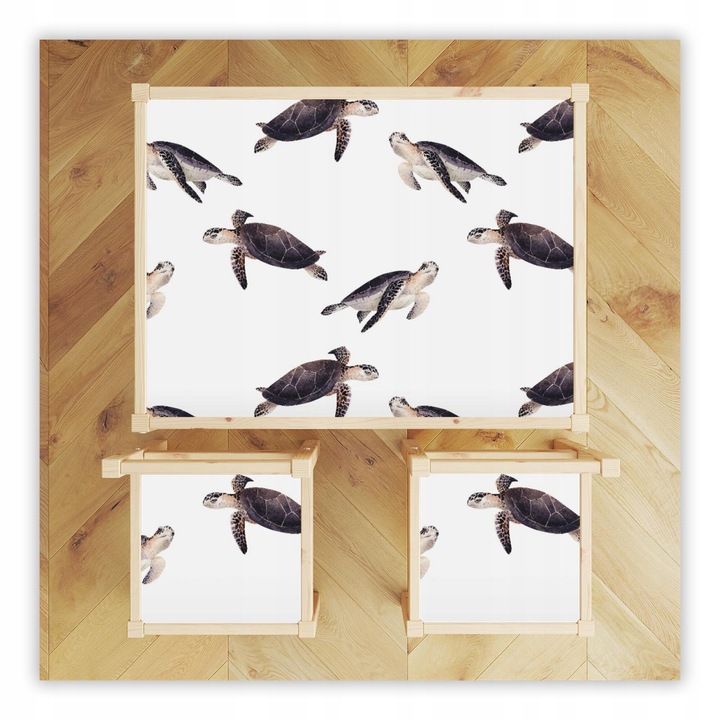 Set autocolante pentru masa Wallvy LATT, abstract, 3 bucati, multicolor, 59.5x44.3cm, 24x24cm