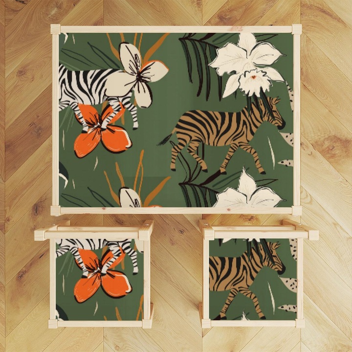 Set autocolante pentru masa LATT, Wallvy, abstract, 3 bucati, 59.5x44.3cm, 24x24cm