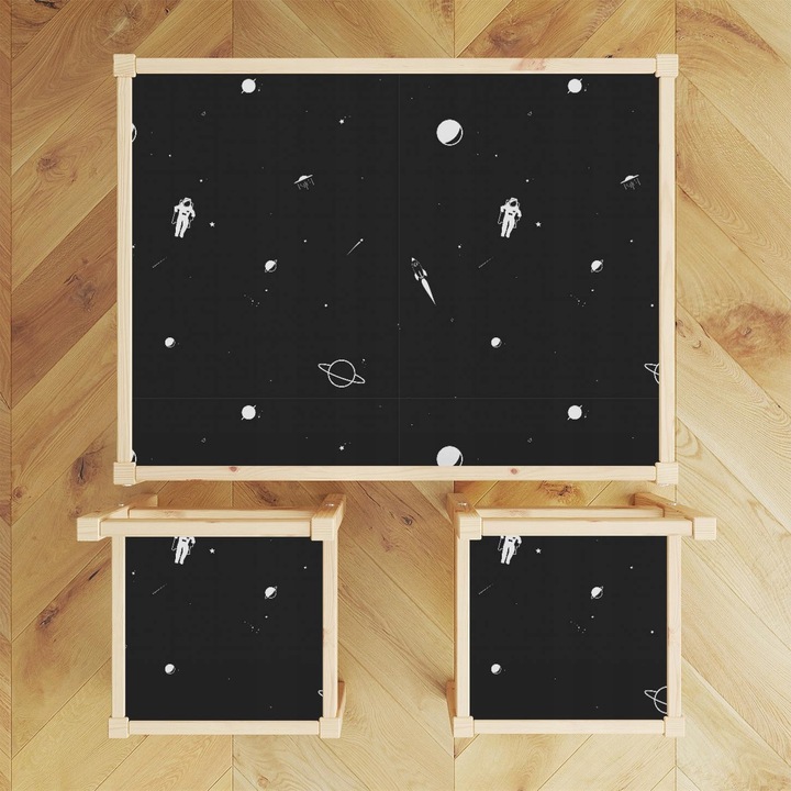 Set autocolante pentru masa LATT, Wallvy, abstract, 3 bucati, 59.5x44.3cm, 24x24cm