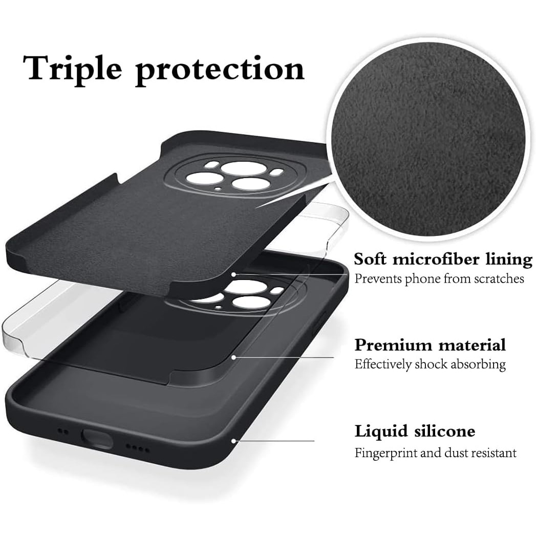Husa pentru Honor Magic 6 Pro, Liquid Silicone, cu Microfibra pe Interior, Protectie Antisoc, Compatibil Incarcare Wireless, Negru