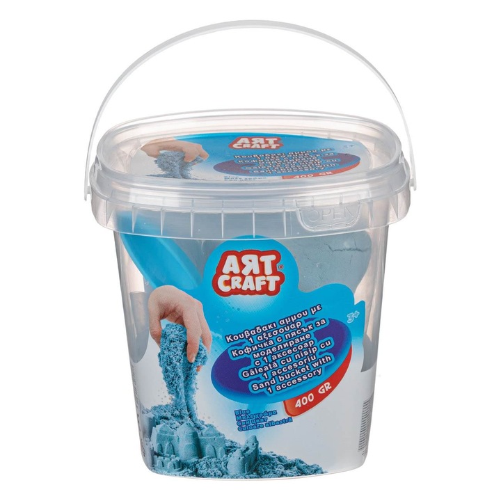 Creative Sand, Art Craft, Vödörmodell, Kék színű, Űrtartalom 400g, Lapáttal
