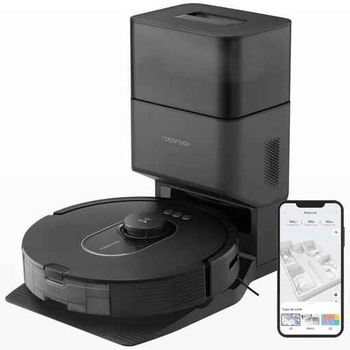 Robot de aspirare Roborock Q5 MAX PLUS RSD0743CE, 5500 pa, aspirator, mop si statie inteligenta cu golire automata, 60W, Lidar, 5200mAh, negru