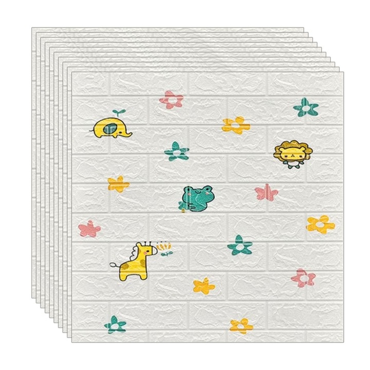 Комплект от 10 броя самозалепващи тапети 3D NEXTLY, за стена или таван, водоустойчиви, регулируеми, здраво лепило, лесни за монтаж, покривна площ 5,3 кв.м, 70x77 см, модерен дизайн, многоцветно бяло, код 56