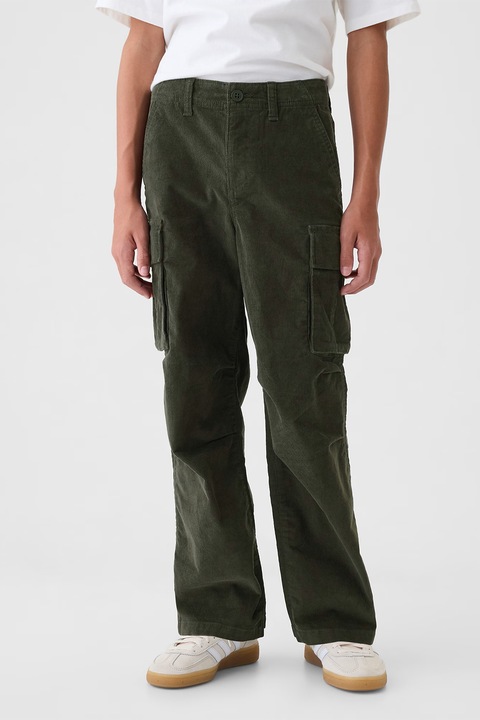 GAP, Pantaloni cargo baggy din reiat, Kaki, 160 CM