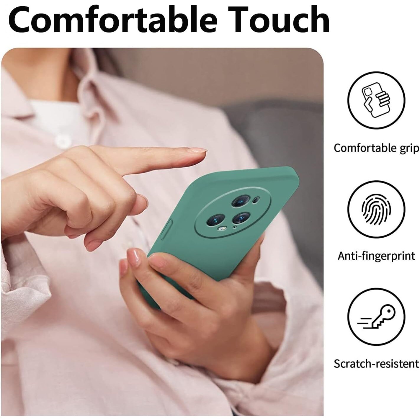 Husa de protectie compatibila cu Honor Magic 5 Pro, incarcare wireless, protectie antisoc, Liquid Silicone, Verde