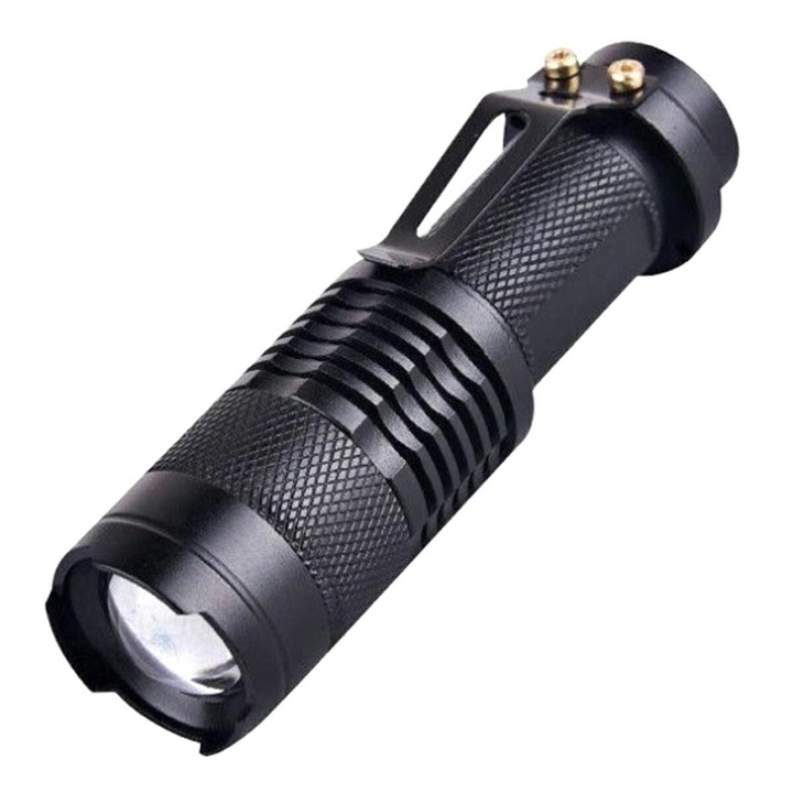 LED фенер, ABS, Q5, водоустойчивост IPX4, с кукички, черен
